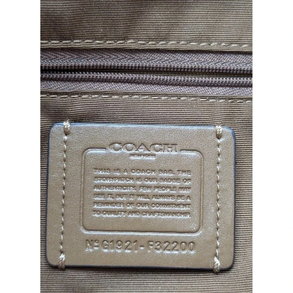 Coach Signature Brown Beige Logo Backpack Zip Closure Inner Outer Pockets
